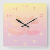 ピンクロータス スクエア壁時計 (正面)