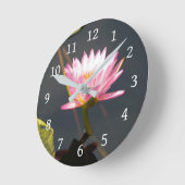 ピンクロータス《植物》スイレン ラウンド壁時計 (傾斜)