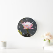 ピンクロータス《植物》スイレン ラウンド壁時計 (ホーム)