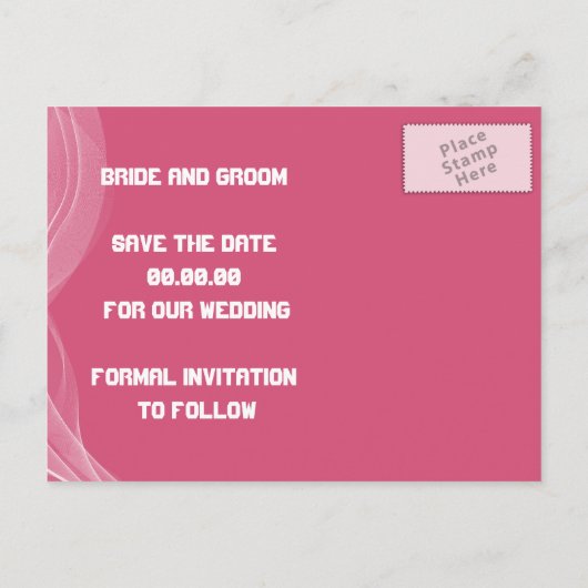 ピンクロードバイクもしくは自転車に乗る人結婚式日付はがきを保存 案内ポストカード (裏面)