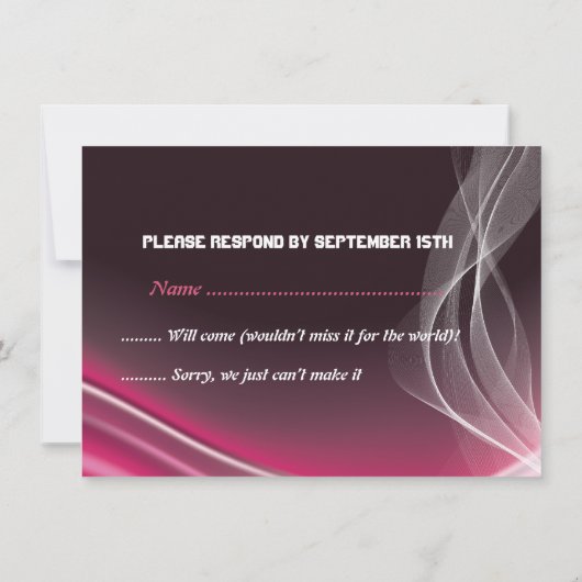 ピンクロードバイクもしくは自転車に乗る人結婚式RSVP応答カード 招待状 (裏面)