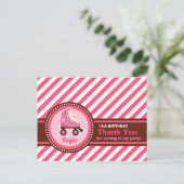 ピンクローラスケートスポーツガール誕生日 シーズンポストカード (スタンド正面)