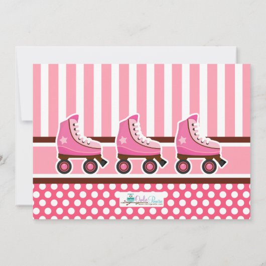 ピンクローラスケートスポーツ誕生日写真 招待状 (裏面)