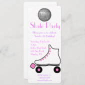 ピンクローラスケート誕生日招待状 招待状 (正面/裏面)
