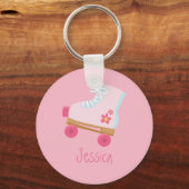 ピンクローラースキーチェーン キーホルダー (正面)