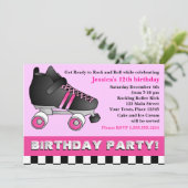 ピンクローラースケートの誕生日パーティー 招待状 (スタンド正面)