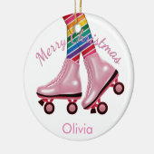 ピンクローラースケートガール セラミックオーナメント (左)