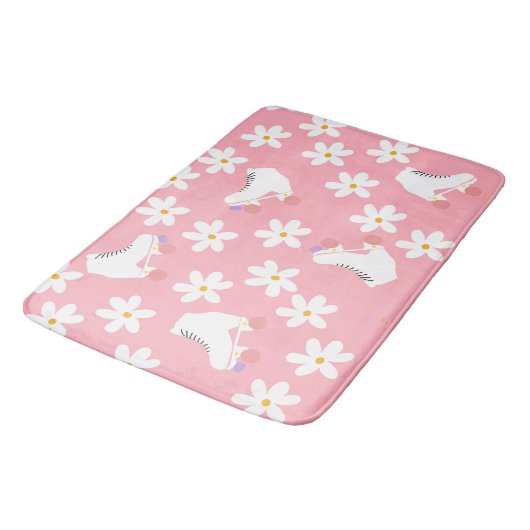 ピンクローラースケートフローラガールスケーターギフト バスマット (アングル)