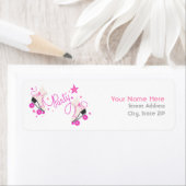 ピンクローラースケート誕生日パーティー住所 シール (インサイチュ)