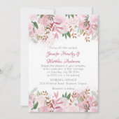 ピンクロ淡い色のーズアンドグリーン春の結婚式 招待状 (正面)