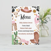 ピンクロ素朴デオ誕生日食品メニューの看板カード 招待状 (スタンド正面)