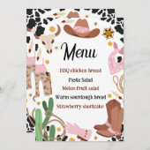 ピンクロ素朴デオ誕生日食品メニューの看板カード 招待状 (正面/裏面)
