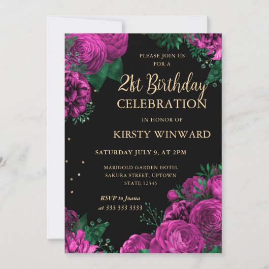 ピンクロ縁どスフローラ21歳 招待状 (正面)