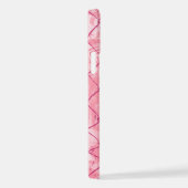 ピンクワイヤフェンシングの背景/編集可能な写真/名前 iPhoneケース (右側面)