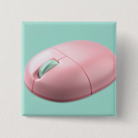 ピンクワイヤレスコンピュータマウス 缶バッジ (正面)