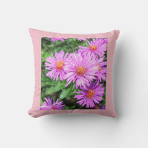 ピンクワイルドアスター屋外装飾用クッション