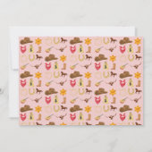 ピンクワイルドウェスト最初のロデオ赤ちゃん女の子1st誕生日 サンキューカード (裏面)