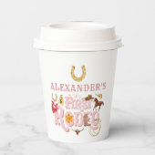 ピンクワイルドウェスト最初のロデオ赤ちゃん女の子1st誕生日 紙コップ (裏面)