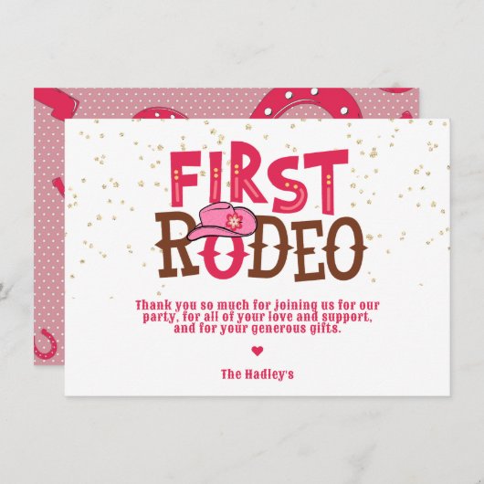 ピンクワイルドウエスト女性のカーボーイ1st サンキュー誕生日 ノートカード (正面/裏面)