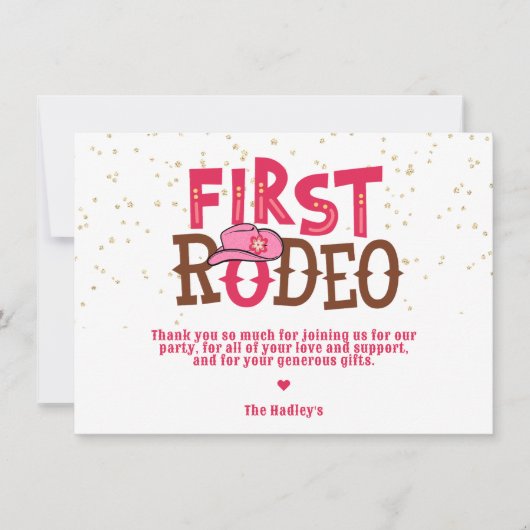 ピンクワイルドウエスト女性のカーボーイ1st サンキュー誕生日 ノートカード (正面)