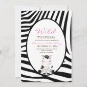 ピンクワイルドスリーゼブラ3歳の誕生日パーティー 招待状 (正面)