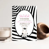 ピンクワイルドスリーゼブラ3歳の誕生日パーティー 招待状