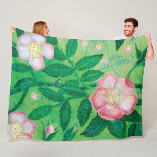 ピンクワイルドバライラストレーション フリースブランケット (インサイチュ)