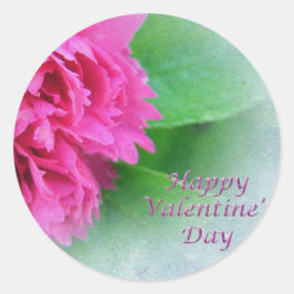 ピンクワイルドバラハッピーバレンタインデー ラウンドシール