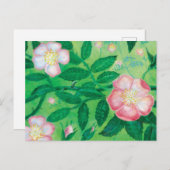 ピンクワイルドバラフラワーシークレットガーデン ポストカード (正面/裏面)