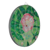 ピンクワイルドバラフラワーズ&グリーン葉イラストレーション ダーツボード (正面左)