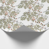 ピンクワイルドバラフラワーバタフライフローラヴィンテージ ラッピングペーパー (角)