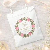 ピンクワイルドバラフローラガーランド結婚50th フェイバーバッグ (クリップ留めされた状態)