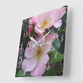 ピンクワイルドバラ花フローラフォトムマザーズデイ スクエア壁時計 (傾斜)