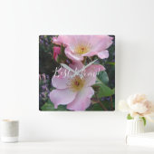 ピンクワイルドバラ花フローラフォトムマザーズデイ スクエア壁時計 (ホーム)