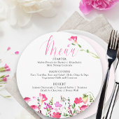 ピンクワイルドフラワーかわいらしウェディングシャワーメニュー メニュー
