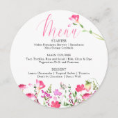 ピンクワイルドフラワーかわいらしウェディングシャワーメニュー メニュー (正面)