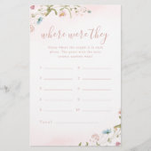 ピンクワイルドフラワーどこ彼らはブライダルシャワーゲーム (正面)