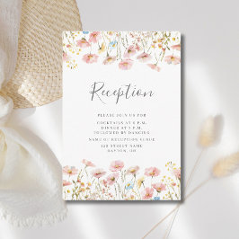 ピンクワイルドフラワーウェディングレセプションカード エンクロージャーカード
