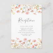 ピンクワイルドフラワーウェディングレセプションカード エンクロージャーカード (正面)