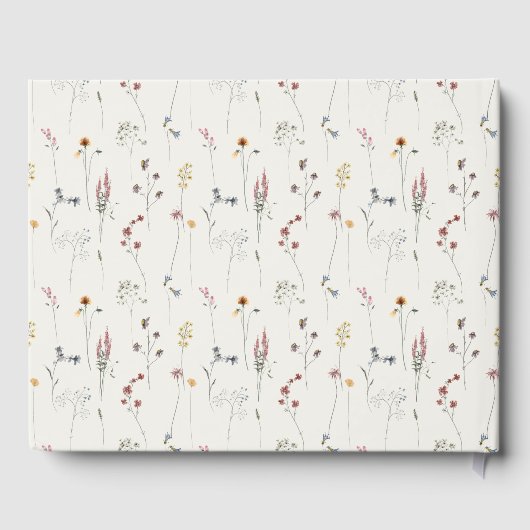 ピンクワイルドフラワーウォーターカラークレストブライダルシャワー ゲストブック (裏面)