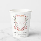 ピンクワイルドフラワーウォーターカラークレストブライダルシャワー 紙コップ (裏面)