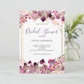 ピンクワイルドフラワーウォーターブライダルシャワー 招待状 (スタンド正面)