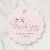 ピンクワイルドフラワーエレガントベビーガールありがとう フェイバータグ (裏面)