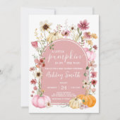 ピンクワイルドフラワーカボチャ赤ちゃんシャワー 招待状 (正面)