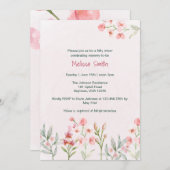 ピンクワイルドフラワーガーデンベビーシャワー招待状 招待状 (正面/裏面)