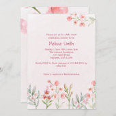 ピンクワイルドフラワーガーデンベビーシャワー招待状 招待状 (正面/裏面)