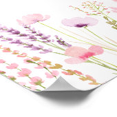 ピンクワイルドフラワーガーデン誕生日へようこそ ポスター (角)