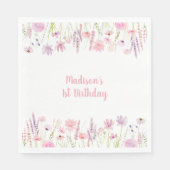 ピンクワイルドフラワーガーデン誕生日 スタンダードランチョンナプキン (正面)