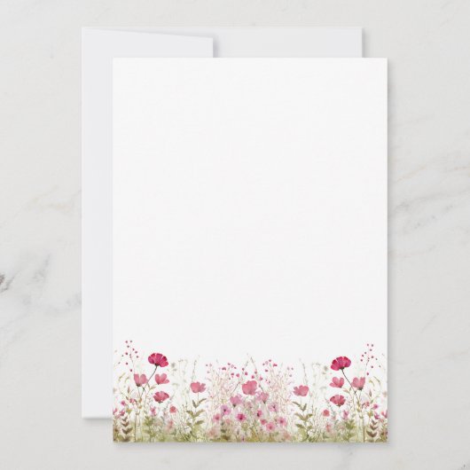 ピンクワイルドフラワーガールベビーシャワー招待状 招待状 (裏面)