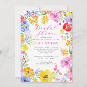 ピンクワイルドフラワーサマーガーデンブライダルシャワー 招待状 (正面)